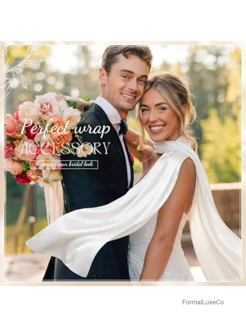 Satin Bridal Neck Scarf Detachable Flowing Shawl Wedding Accessory